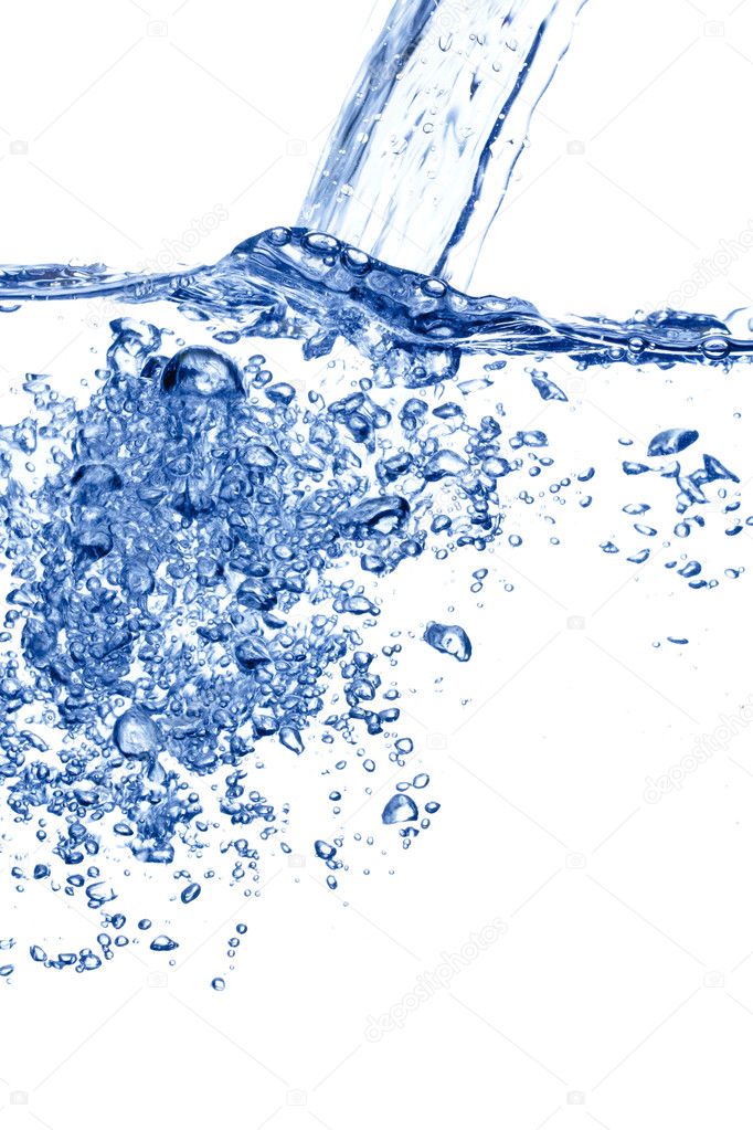 Blue water bubbles