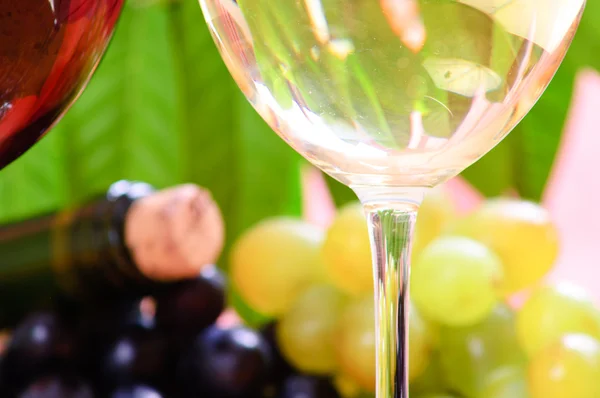 Sklenice na víno s lahví vína — Stock fotografie