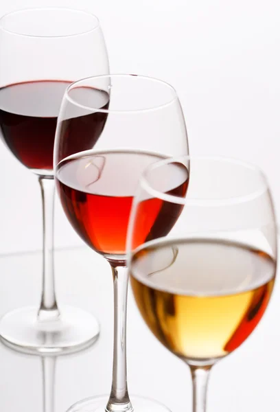 와인의 세 가지 색상 — 스톡 사진