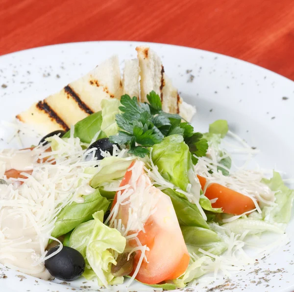 Salat mit gegrilltem Lachsfilet — Stockfoto