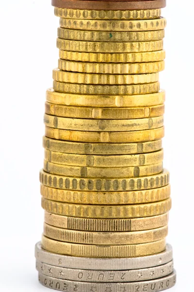 Monedas dispuestas en pila — Foto de Stock
