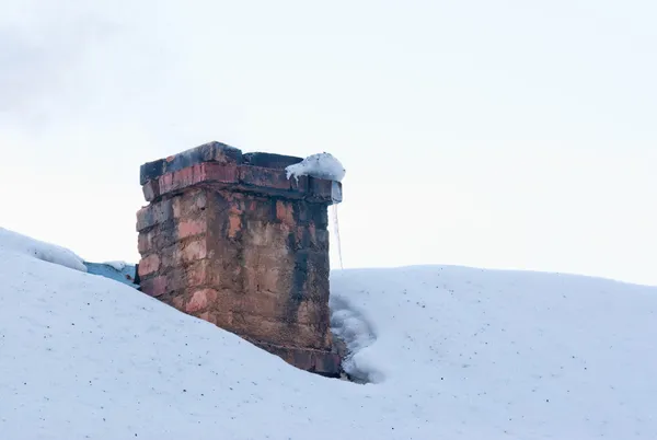 Palenie zimą komin Obraz Stockowy