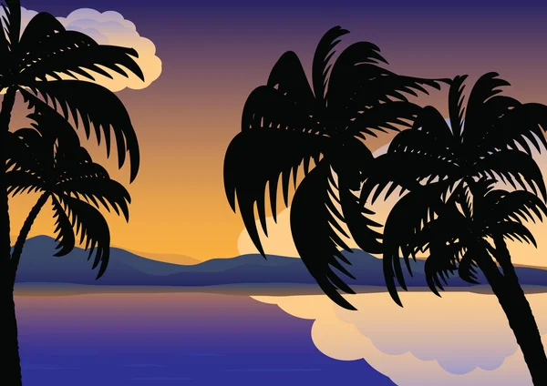 Palm trees over the water — Stock Vector