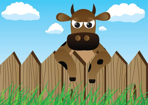 stock vector Cow over the fence