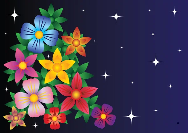 Çiçekler ve yıldızlar arka plan — Stok Vektör