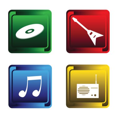 Four musical buttons clipart