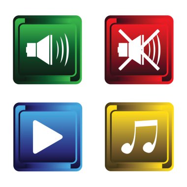 Four musical buttons clipart