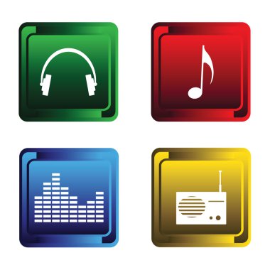 Four musical buttons clipart