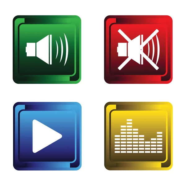 Quatre boutons musicaux — Image vectorielle