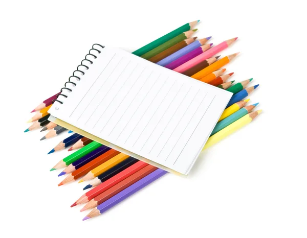 Pencils and clean note pad — Stock Photo, Image