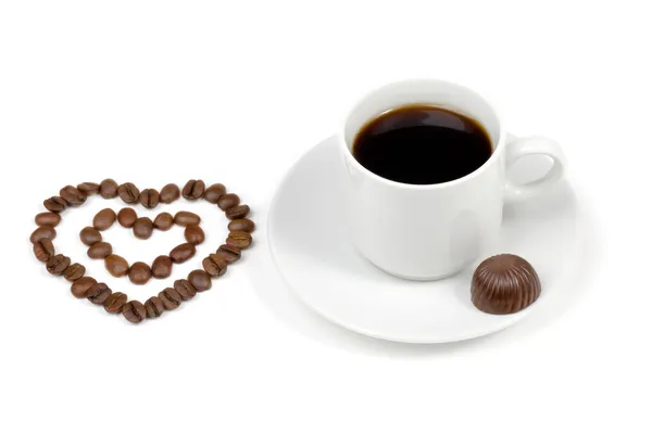 Adoro il caffè. Cuore e caffè — Foto Stock