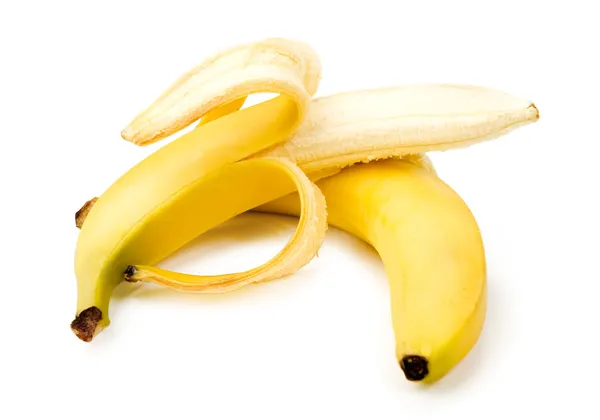 Duas bananas maduras no fundo branco — Fotografia de Stock