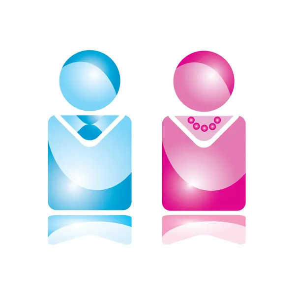 Vektor Man & kvinna-blanka ikonen — Stock vektor