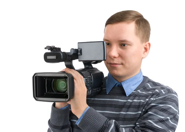 Jovem com câmera de vídeo digital — Fotografia de Stock