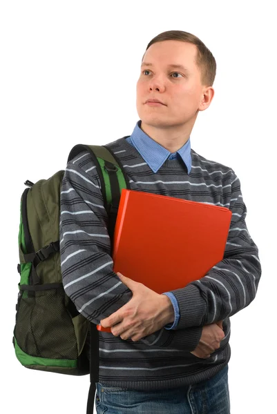 Νεαρός φοιτητής άνδρας με ένα σακίδιο — Φωτογραφία Αρχείου