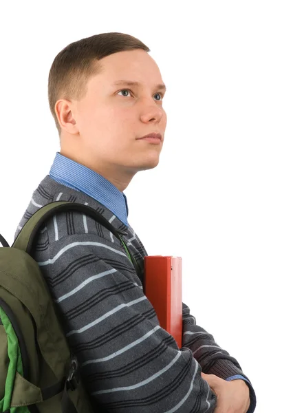 Jovem estudante carrega mochila — Fotografia de Stock