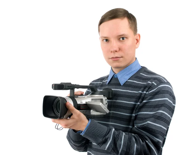 Νεαρός άνδρας με ψηφιακή βιντεοκάμερα — Φωτογραφία Αρχείου