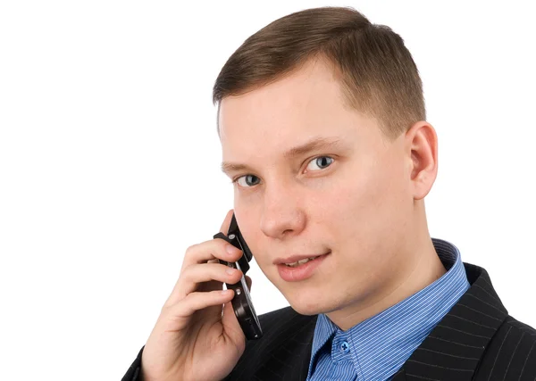 Beszél az ő mobiltelefon üzletember — Stock Fotó