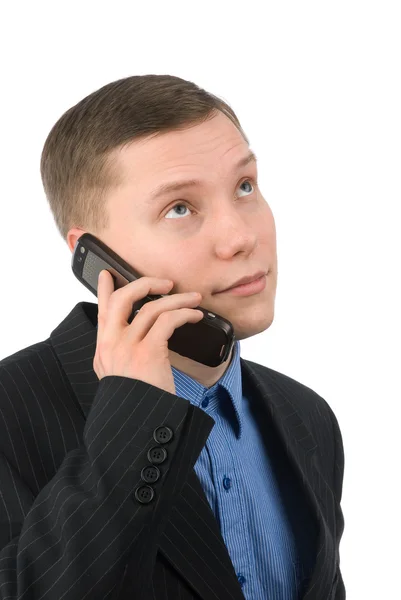 Beszél az ő mobiltelefon üzletember — Stock Fotó
