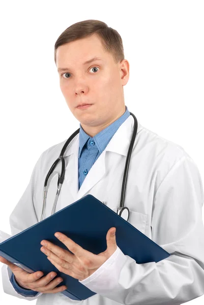 Surpreendido jovem médico masculino — Fotografia de Stock