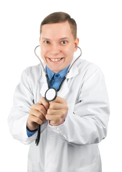 Τρελός και αστείος νεαρός γιατρός — Φωτογραφία Αρχείου
