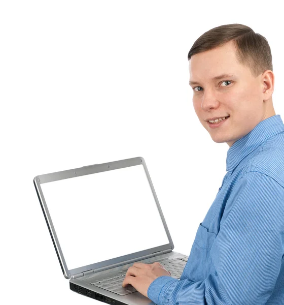 Man with a laptop computer Stock Image