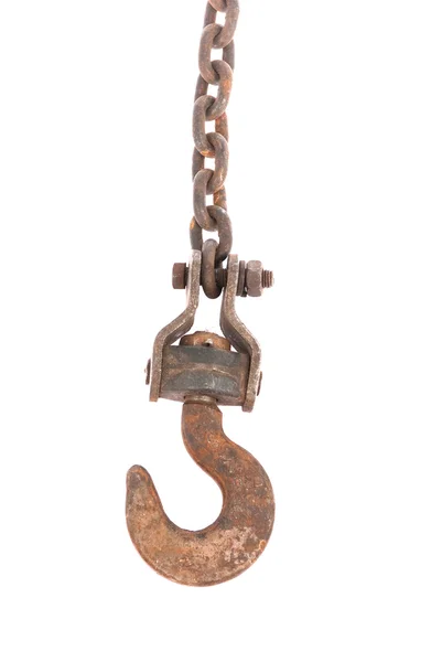 Old chain with hook — Stock Photo, Image