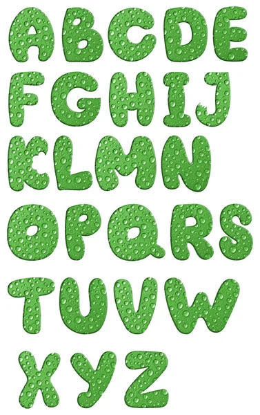 Gröna alfabet med vattendroppar — Stockfoto