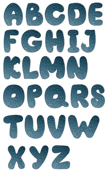 Wody pęcherzyki na niebieskie szkło - alfabet — Zdjęcie stockowe
