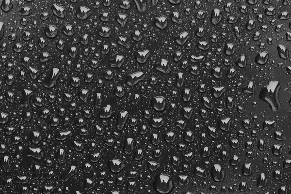Gotas de lluvia sobre un plástico negro — Foto de Stock