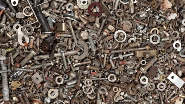 Closeup of steel nuts and bolts — Stock Photo, Image