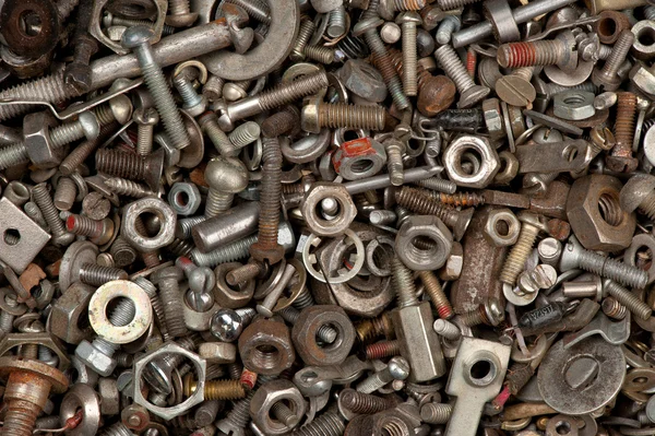 Closeup of steel nuts and bolts — Stock Photo, Image