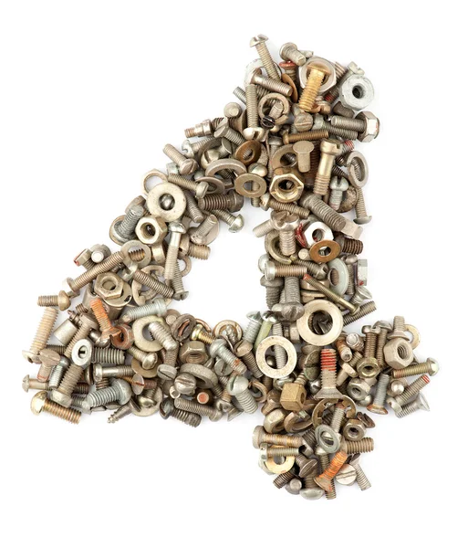 Numbers made of bolts - four — Stock Photo, Image