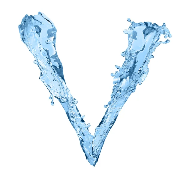 Alphabet made of frozen water - the letter V — Stock Photo, Image