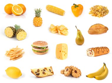 All yellow. Food collection. clipart