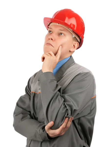 Engineer with red hat Stock Photo