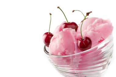 Fruit ice cream with cherry clipart