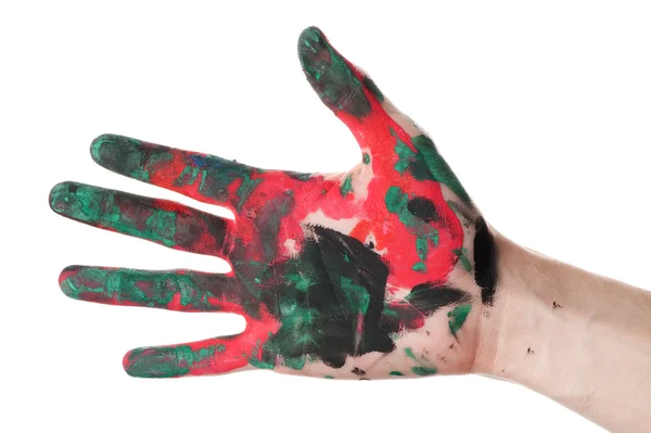 Hands painted with watercolors — Stock Photo, Image