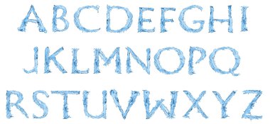 Alphabet made of frozen water clipart