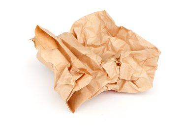 Piece of crumpled brown packaging paper clipart