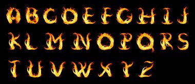 Fiery alphabet clipart