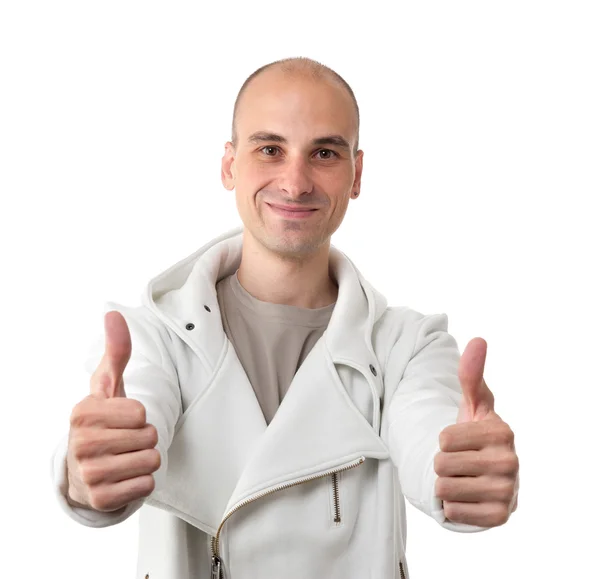 Young man showing thumb — Stock Photo, Image
