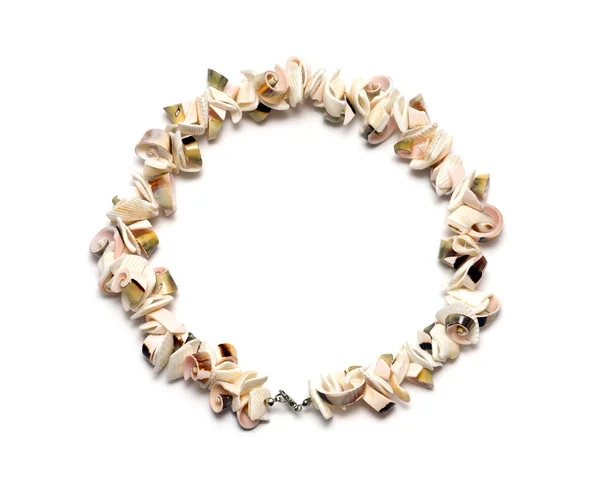 Beads from cockleshells on a white background — Stock Photo, Image