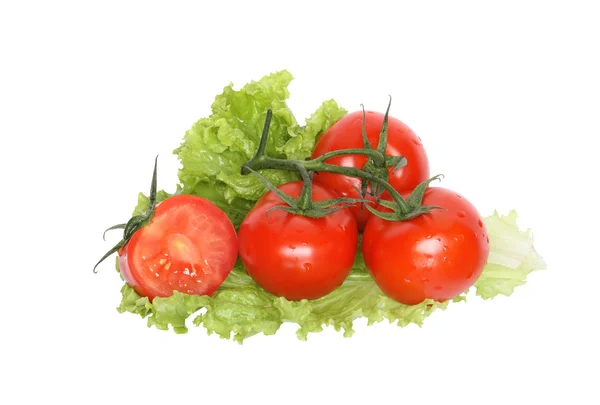 Tomaten auf Salat — Stockfoto