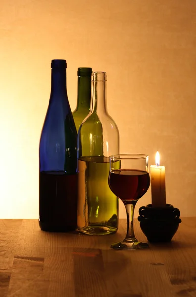Vino e candela — Foto Stock