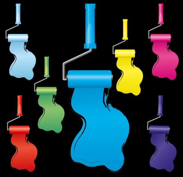 Set van kleurrijke verf borstelrollen, deel 3 — Stockvector