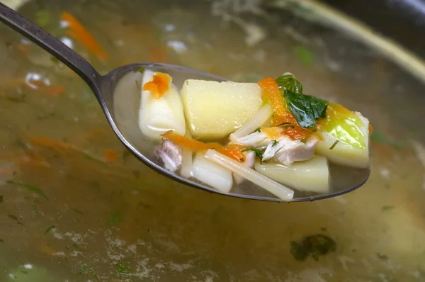 Sup dengan ayam dan sayuran — Stok Foto