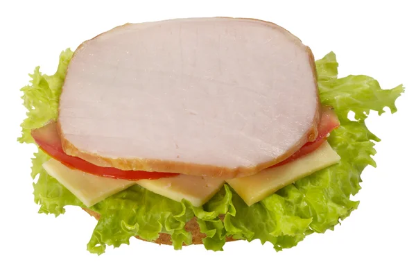 ハム オープン サンドイッチ — ストック写真