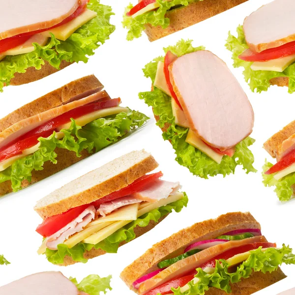 Бутерброди з шинкою безшовні шпалери — стокове фото