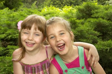 Two little girls clipart